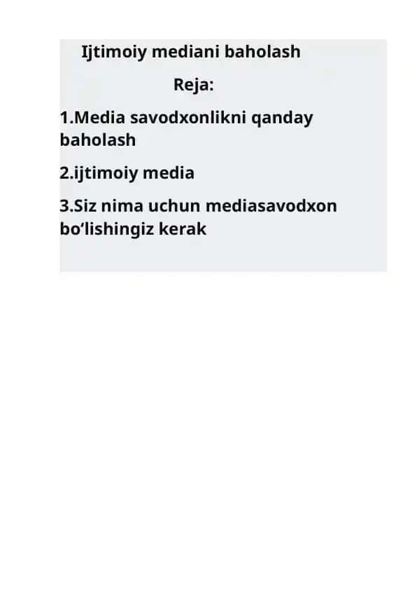 Ijtimoiy mediani baholash va Media savodxonlik