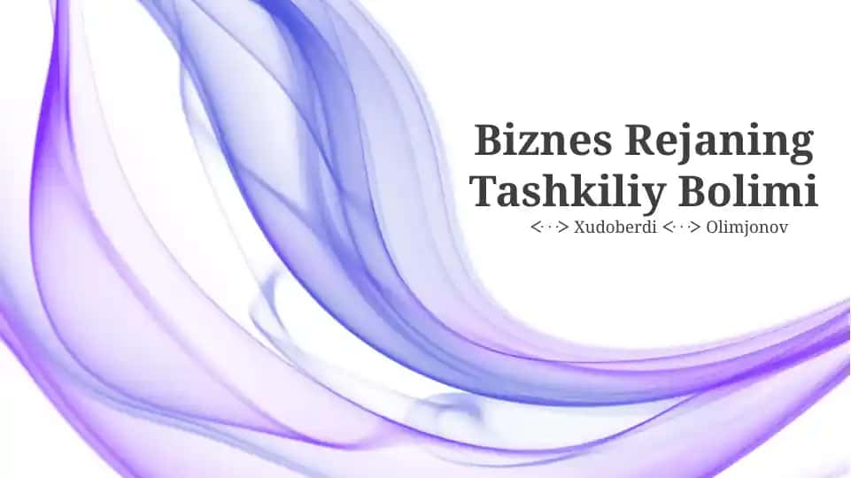 Biznes Rejaning Tashkiliy Bolimi