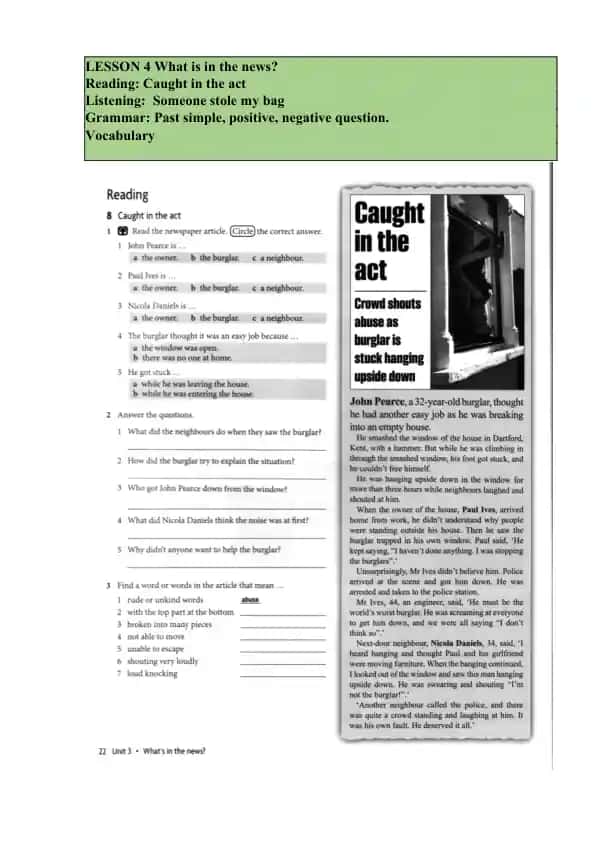 LESSON 4 What is in the news?