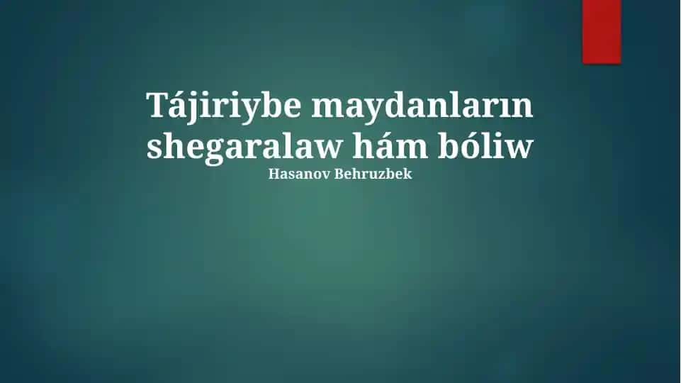 Tájiriybe maydanlarǵa ajıratıwda topıraq unımlılıǵı, relyef jaǵdayları hám suw támiynatı sıyaqlı tiykarǵı faktorlardı esapqa alıw zárúr, bul ónimdarlıqtı arttıradı.