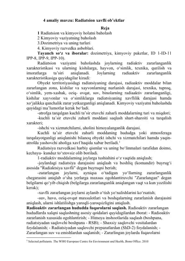 Radiatsion xavfli ob’ektlar