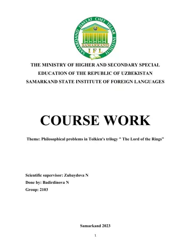 Tolkien's trilogy "The Lord of the Rings” Course Work