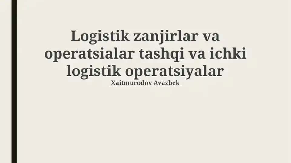 Logistik zanjirlar va operatsialar