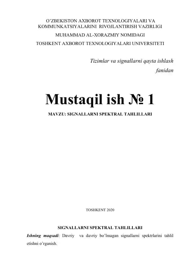 signallarni spektRal tahlillari