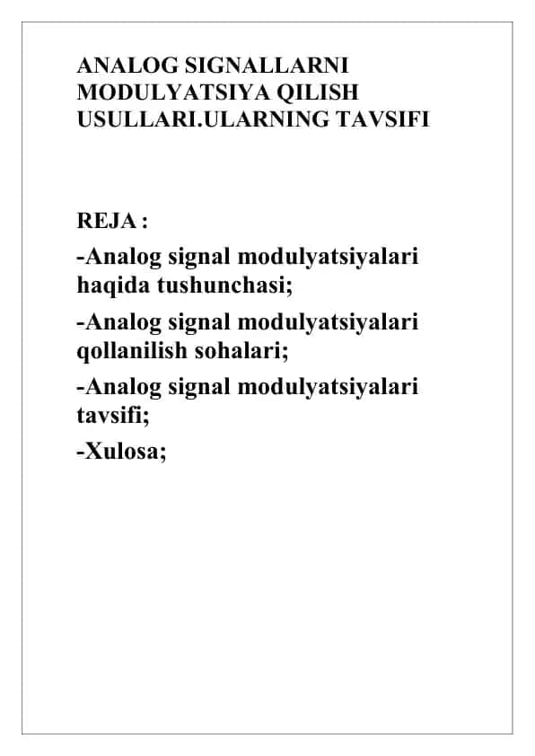 Analog modulyatsiya