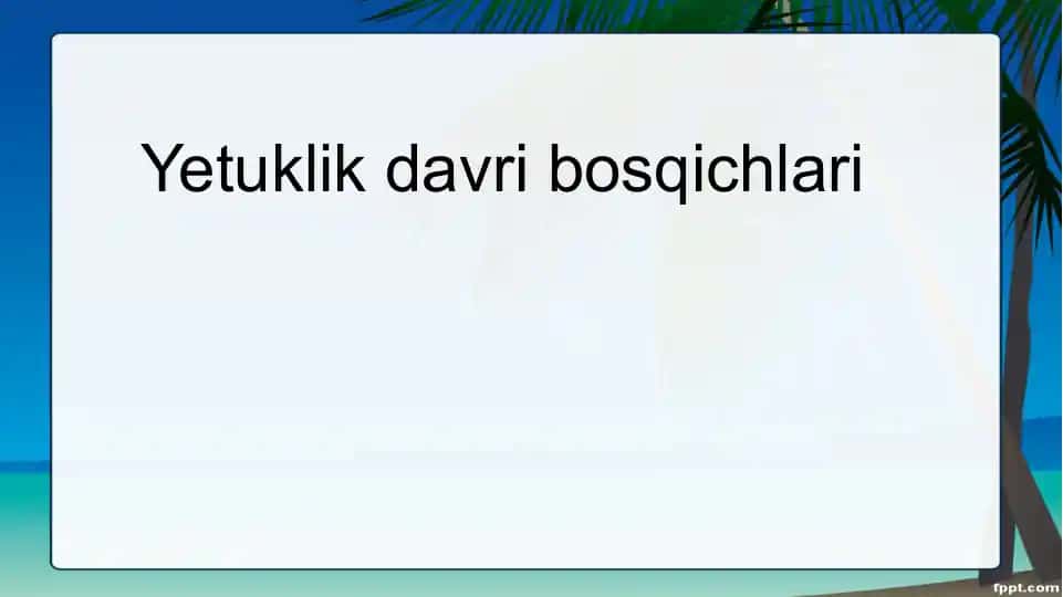 YETUKLIK DAVRI BOSQICHLARI