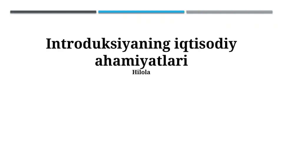 Kirish investitsiyalari va daromadlar