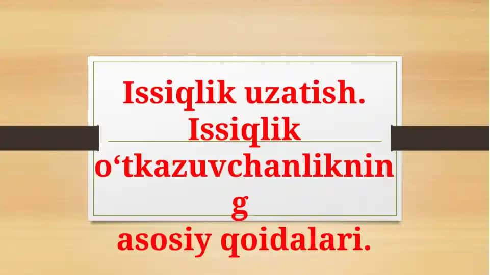 Issiqlik uzatish