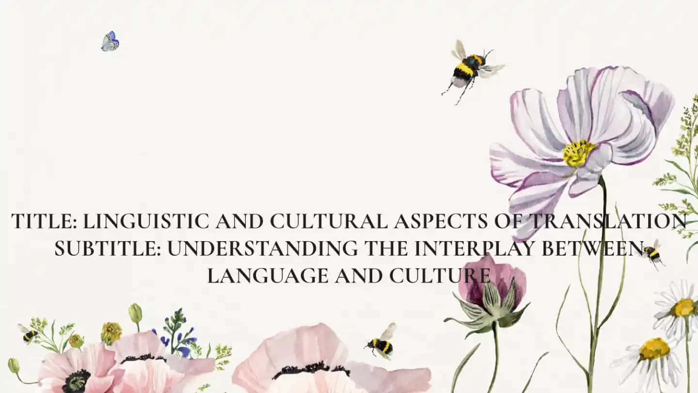 "Understanding the Interplay of Language and Culture in Translation"