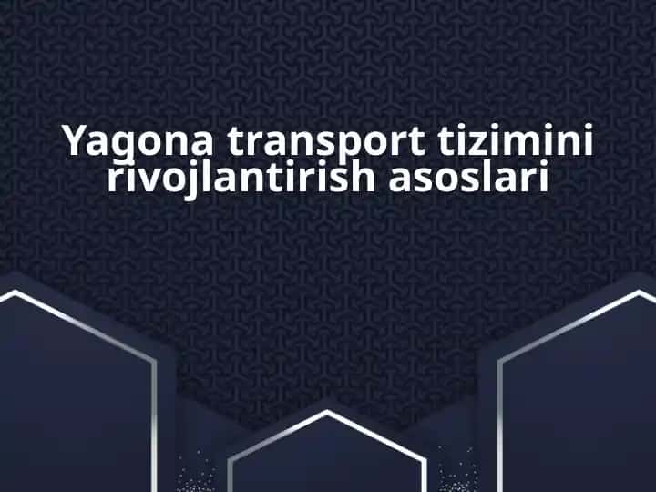 Yagona transport tizimini rivojlantirish asoslari