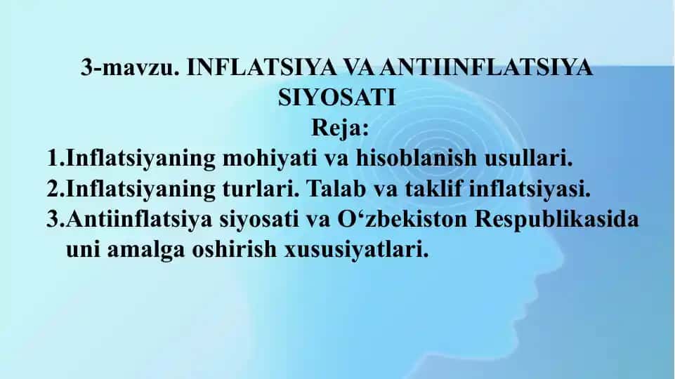 INFLATSIYA VA ANTIINFLATSIYA SIYOSATI