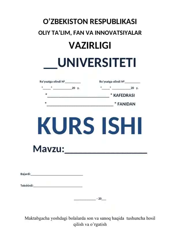 Maktabgacha yoshdagi bolalarda son va sanoq haqida tushuncha hosil qilish va o’rgatish