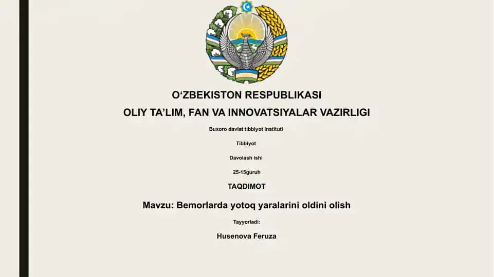 Bemorlarda yotoq yaralarini oldini olish