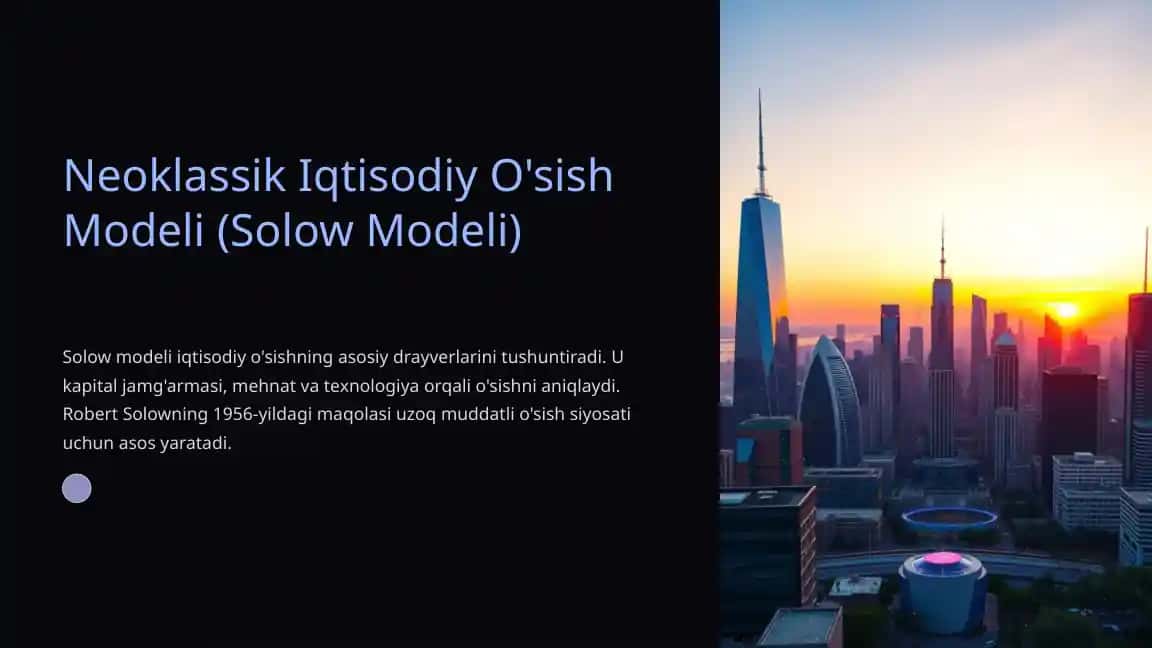 Neoklassik Iqtisodiy O'sish Modeli (Solow Modeli)