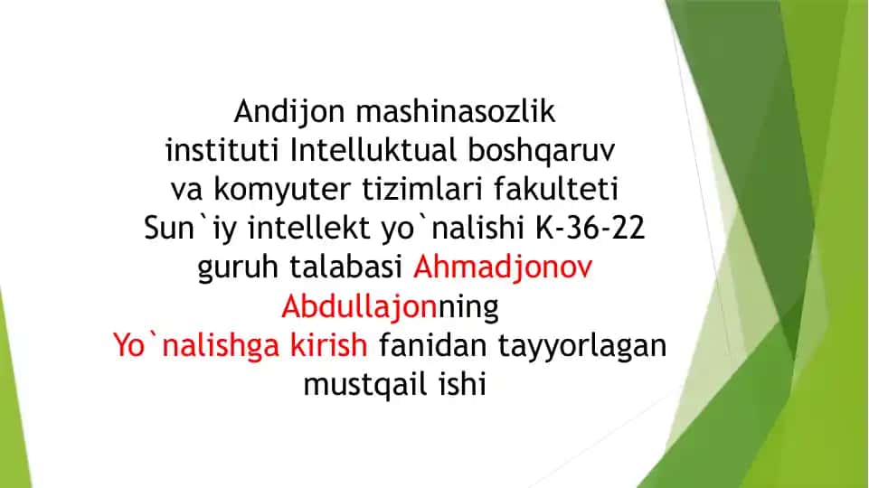 Elektron jadvalda mantiqiy elementlarni qo‘llash