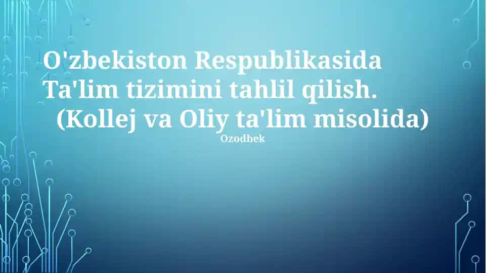 Ta'lim tizimi tahlili
