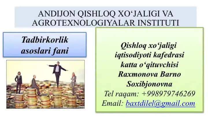 Tadbirkorlik asoslari