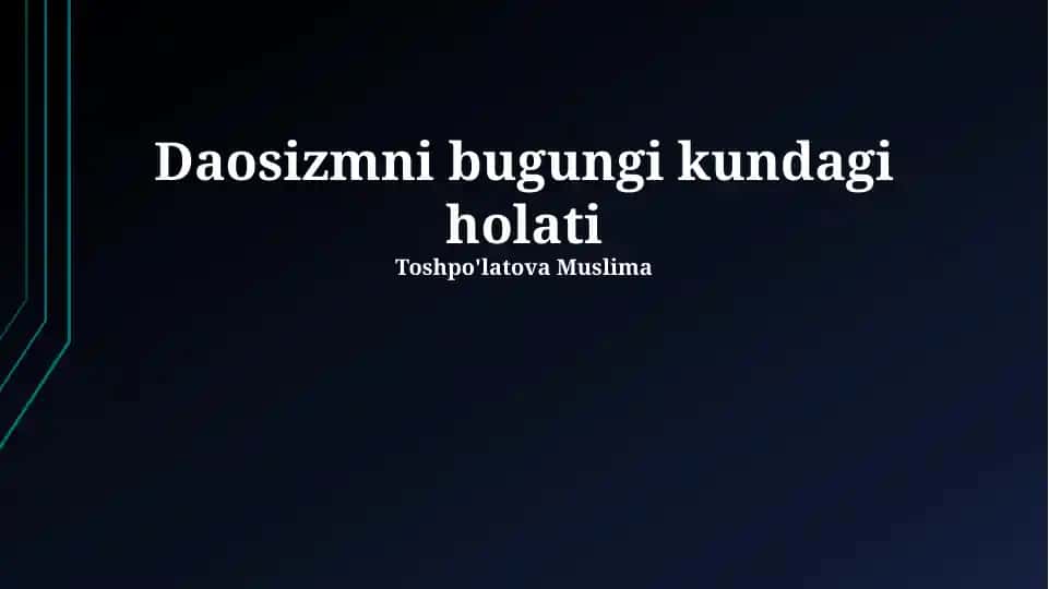 Daosizmni bugungi kundagi holati