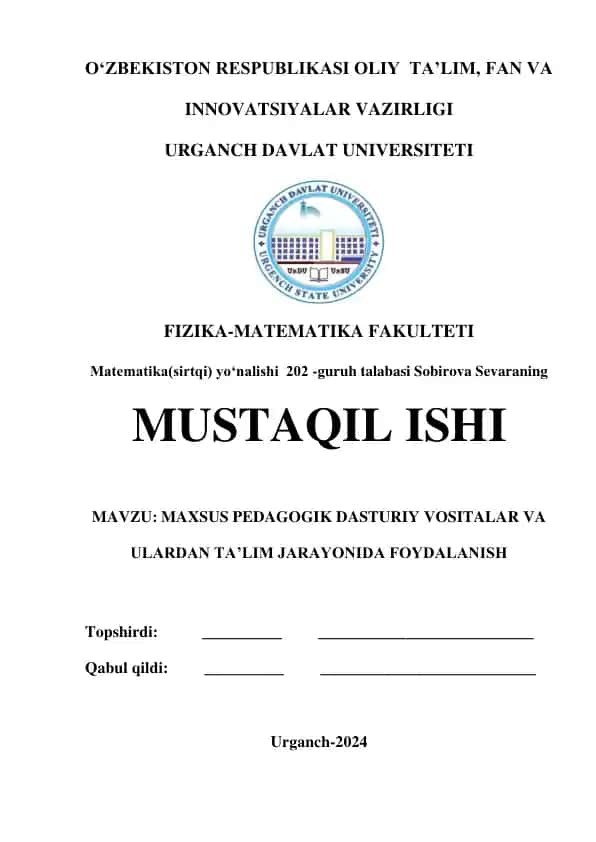 MAXSUS PEDAGOGIK DASTURIY VOSITALAR VA