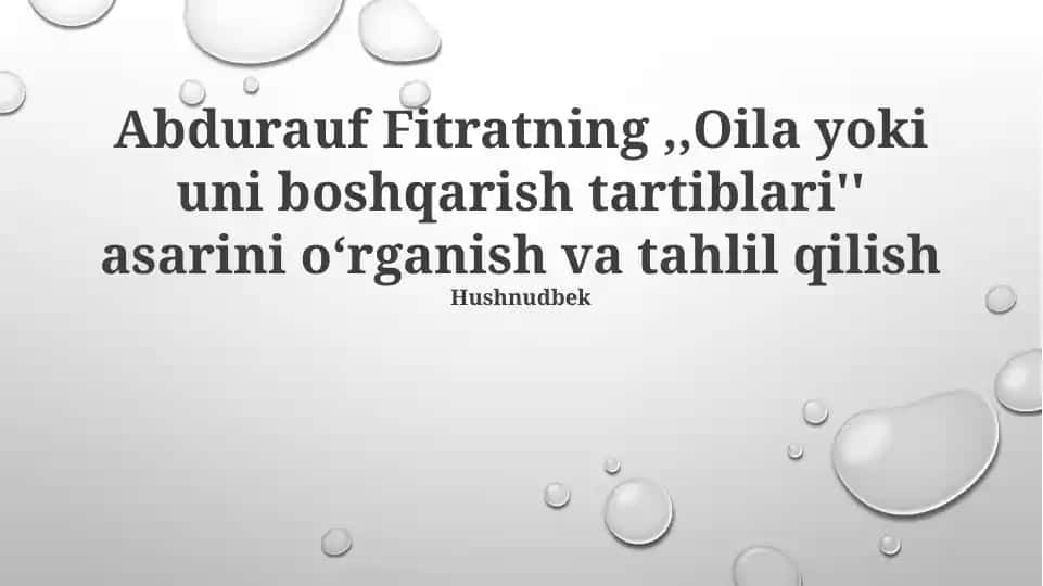 Oila yoki uni boshqarish tartiblari