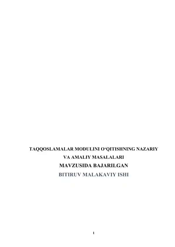 TAQQOSLAMALAR MODULINI O‘QITISHNING NAZARIY VA AMALIY MASALALARI BMI