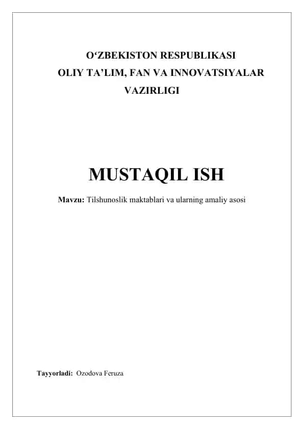 Tilshunoslik maktablari va ularning amaliy asosi