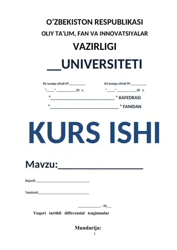 Yuqori tartibli differensial tenglamalar