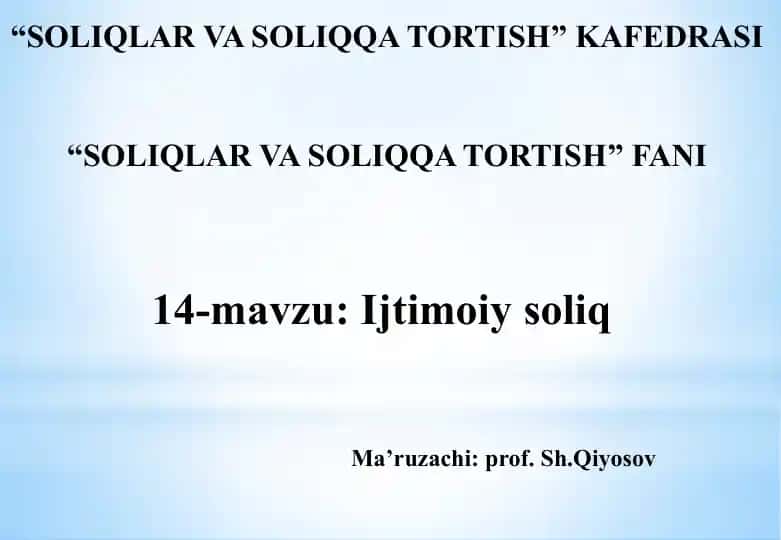 Ijtimoiy soliq (14-mavzu)