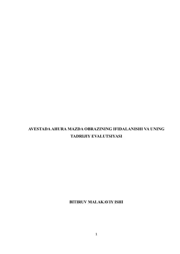 AHURA MAZDA OBRAZINING IFIDALANISHI VA UNING TADRIJIY EVALUTSIYASI BMI