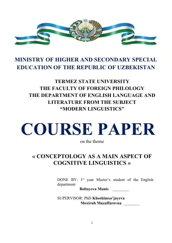 CONCEPTOLOGY AS A MAIN ASPECT OF COGNITIVE LINGUISTICS
