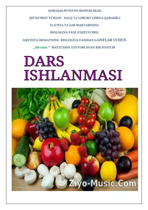 Mevalar mavzusidagi bir soatlik dars