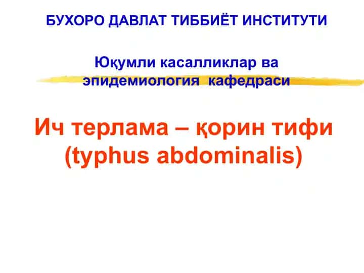 Ич терлама –қорин тифи (typhus abdominalis)