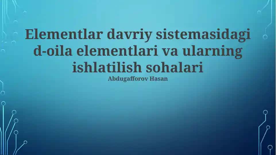 D-blok Elementlar