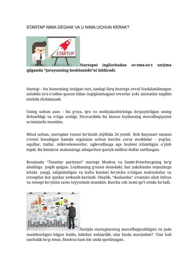 Startap Nima Degani Va U Nima Uchun Kerak?