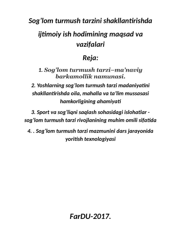 Sog’lom turmush tarzi