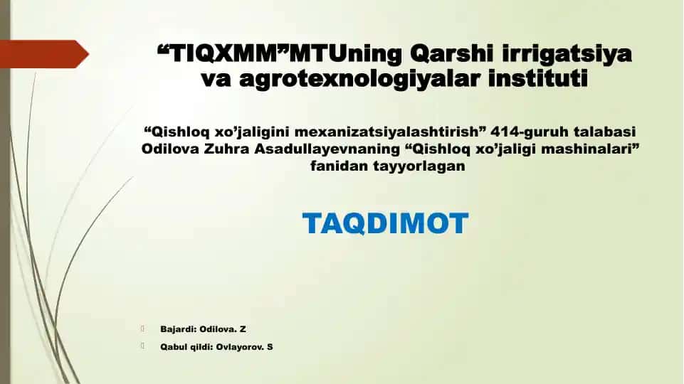 Qishloq xo’jaligi mashinalari