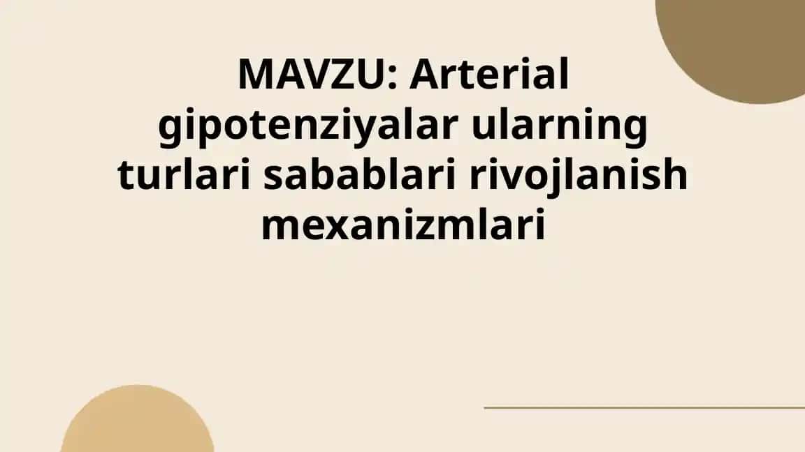 Arterial gipotenziyalar