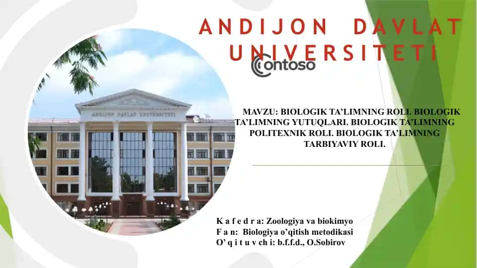 Biologik ta’limning roli, yutuqlari, politexnik va tarbiyaviy roli