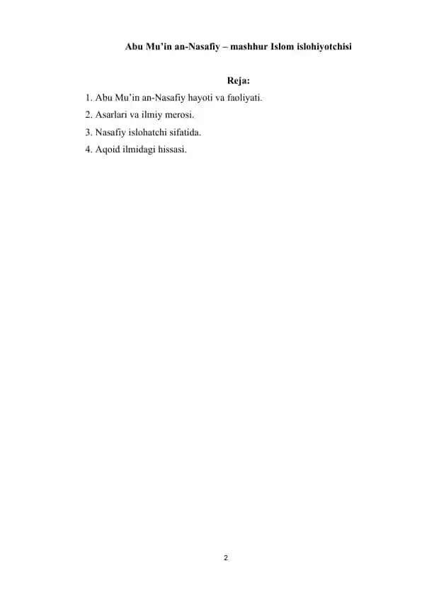 Abu Mu’in an-Nasafiy – mashhur Islom islohiyotchisi