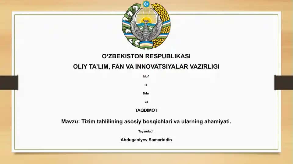 Tizim tahlilining asosiy bosqichlari va ularning ahamiyati