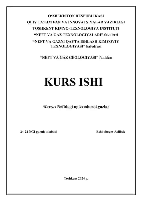 Neftdagi uglevodorod gazlar