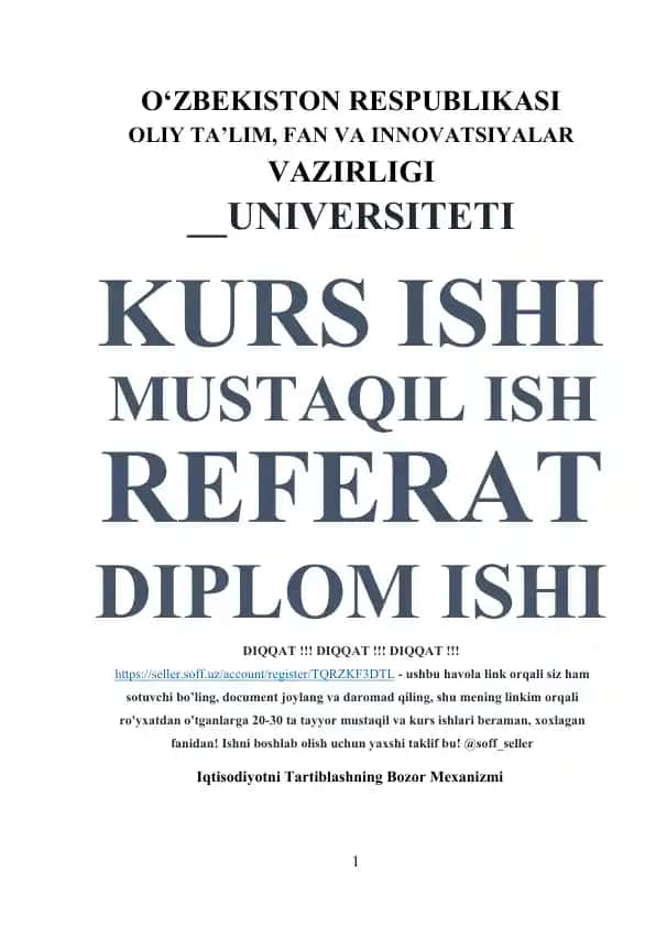 Bozor Iqtisodiyotini Tartiblashning Bozor Mexanizmi