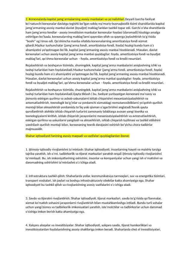 Kapital jamgʻarmalarning asosiy manbalari va yo'nalishlari