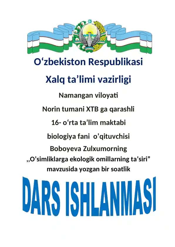 O'simliklarga ekologik omillarning ta'siri