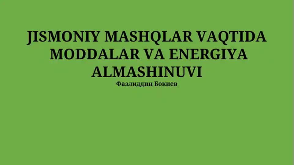 Jismoniy mashqlar va energiya sarfi