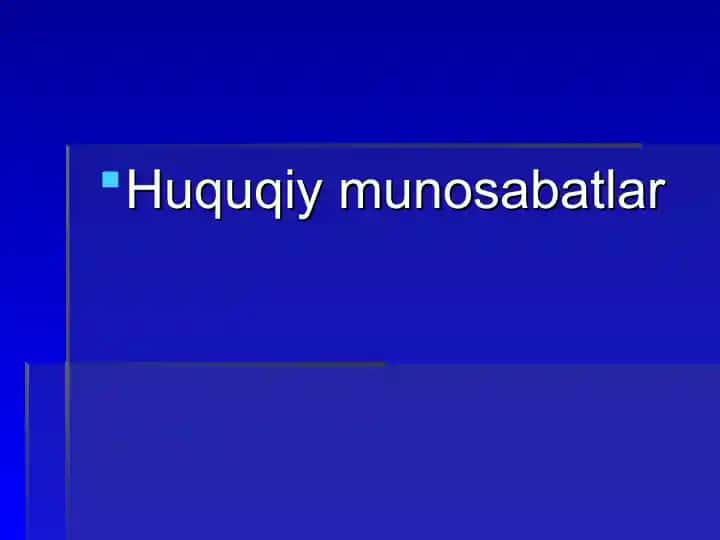 Huquqiy munosabatlar