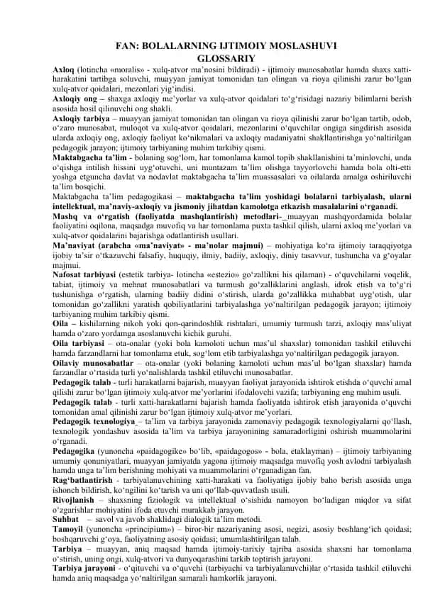 Bolalarning Ijtimoiy Moslashuvi