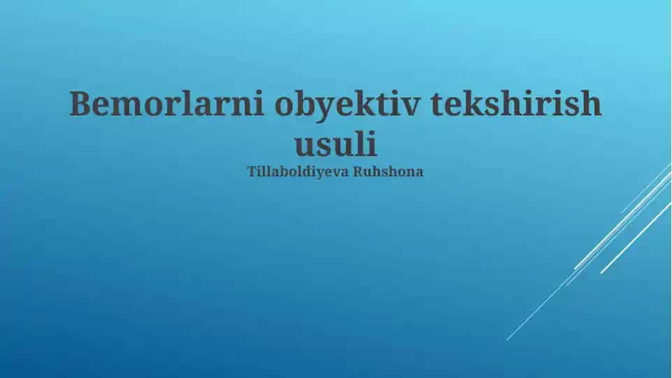Bemorlarni obyektiv tekshirish usuli
