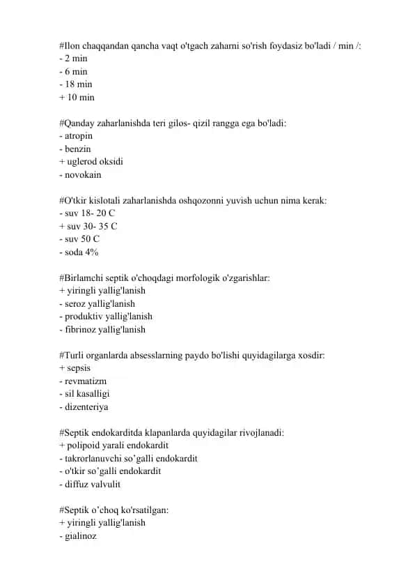 Sepsis va Septik O'choqlar