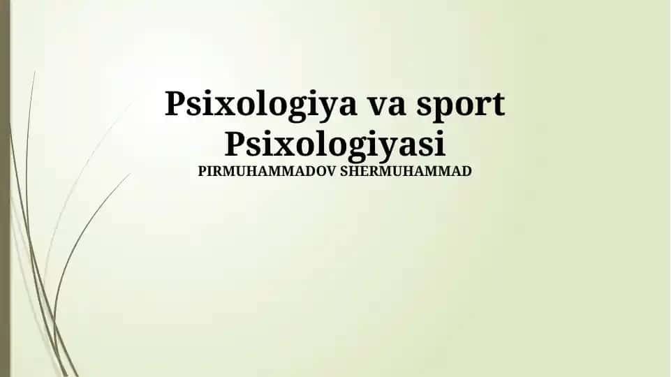 Psixologiya va sport Psixologiyasi